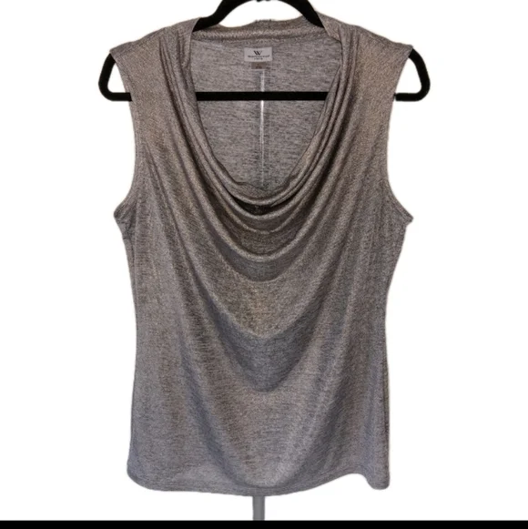 Worthington Stretch Silver & Gold Metallic Sleeveless Top Large - Picture 10 of 10